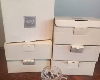 24 Mikasa Cut Glass Punch Bowl Glasses
