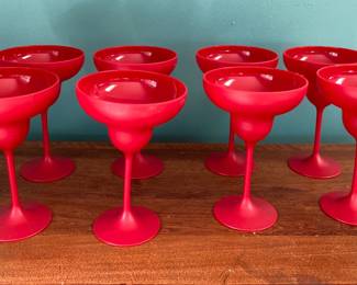 Lot of Red Plastic Margarita Glasses
