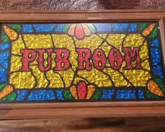 Vintage "Pub Room" Crumpled Foil Sign, 13.75"x8"
