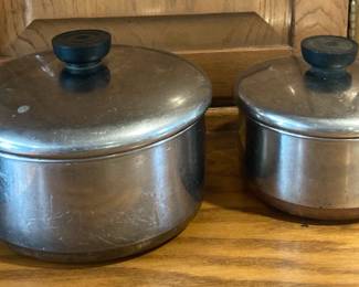 Two Revereware Copper Bottom Saucepans w/Lids
