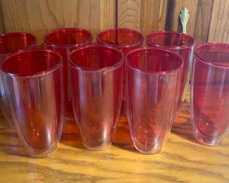 Lot of 6 Red 24oz Tervis Plastic Tumblers
