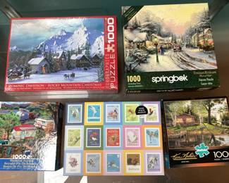 Lot of Five 1000piece Puzzles, Complete
