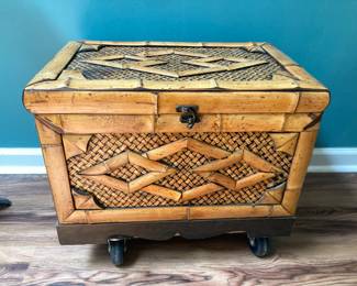 Bamboo Chest w/Velvet Lining on Casters 21”w x 18”h x 13”d
