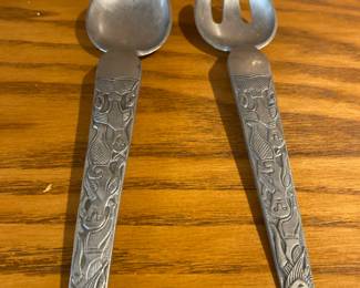 David Anderson Mermaid Pewter Fork & Spoon- 9in
