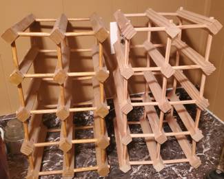 2 Wine Bottle Wood Holders
