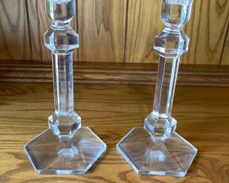 Val St. Lambert Crystal Candle Holders 9.5”
