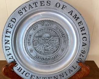 Pewtarex Limited Edition Pewter Clay County Bicentennial Plate - holder not included
