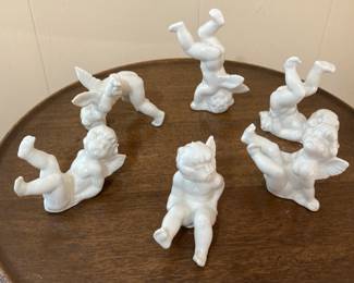 Vintage Dresden Porcelain Tumbling Angels Lot of 6
