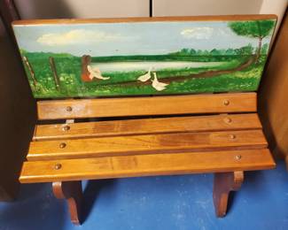 Painted Child's Wooden Bench, 20"x18"h 

