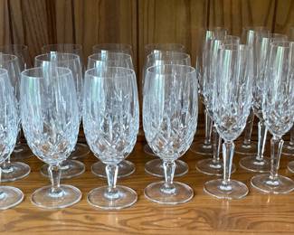 Gorham Crystal Lady Anne Platinum Stemware, Tumblers 58 Pieces, 3 smaller tumblers not pictured - see other photos
