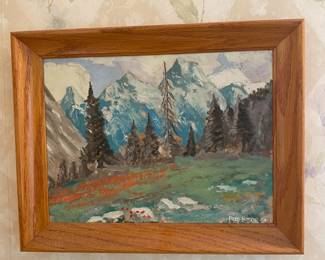Forest Mountain Painting Signed By Fred Ritter- 14x11
