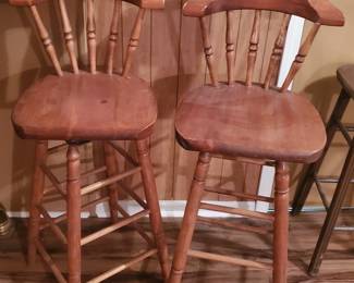 Pair of Wood Swivel Barstools, 31"h
