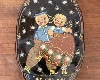 Hand Made Swiss Art Pottery Wall Hanging Plate Signed 10x6
