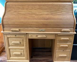 Winners Only Oak Rolltop Desk 53”w x 51”h x 29”d
