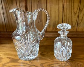 Crystal Pitcher and Olive Oil Decanter
