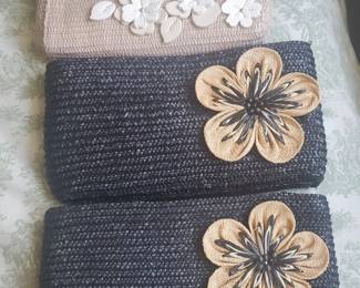 Lot of 2 Coldwater Creek, 1 Liz Claiborne Woven Straw Clutches
