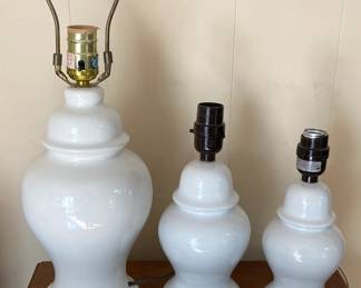 Three Ceramic White Lamps
