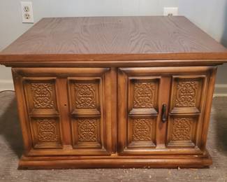 Vintage Double Door Side Table 30"x30"x19" - missing knob
