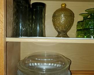 80s Green glassware