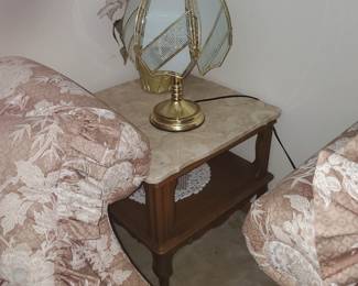 (2) of (2) Marble top endtables