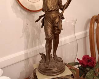 Antique Spelter and onyx clock ...