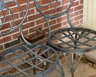 3 iron patio chairs