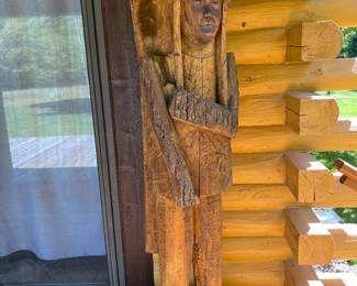 This carved Indian is all one piece from a log