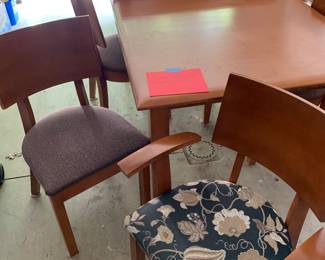 Arhaus dining table, 6 chairs, 2 leaves