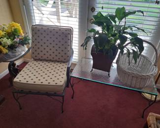 Iron Patio Chair w/coffee table (also a match end table and sofa)