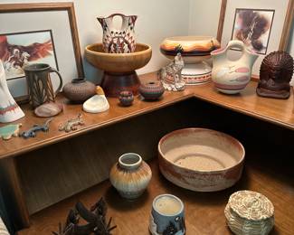 Southwest Pottery, Art, Decor .
Antique Jennings Brothers Indian Chief Cast Iron Bookend Sculptures 