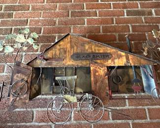 Signed, Curtis Jere' Blacksmith Scene , MCM, Brutalist, Wall Art