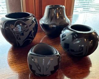 Santa Clara Black Pottery, Signed 