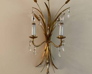 Gold sconces set of two mid-century
