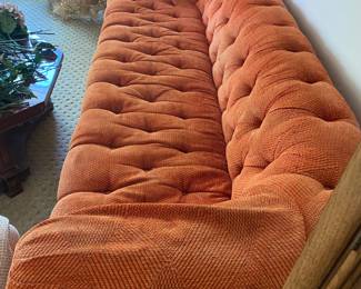 mid-century modern sofa orange