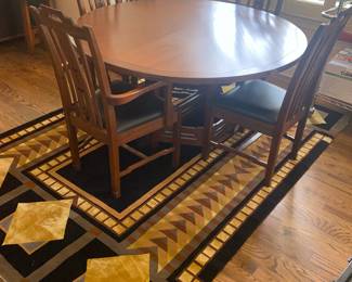 Stickley Thorsen Round Dining Room, 4 East Colorado arm chairs, 2 East Colorado arm chairs