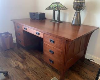 Stickley Mission Executive desk  ; Revo super system digital home stereo ; Animation Fargo Fan