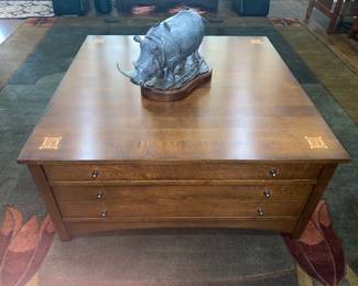 Stickley Harvey Ellis square storage cocktail table 