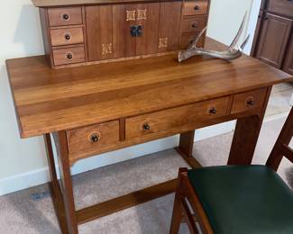  1) Stickley Prairie Mantel clock; 2) Stickley Harvey Ellis Home office deck 3) Stickley Harvey Ellis Three drawer writing desk  (3 separate pieces)