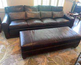 STICKLEY leather sofa and ottoman