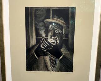 David Bates Blues Man III, 19/20 lithograph 1983     12x 9