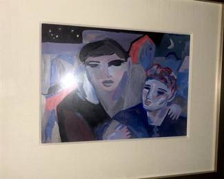 Gloria Roybal: "Couple" 1984, SIGNED/DATED Oil on paper 