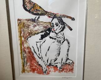 Anthony Rice, "Bird Woman" Monotype 14 x 9