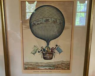 V. Cioni    Pair of Hot Air Balloon lithographs,   Each measure 16 x 12 