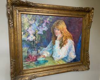 William Schultz Portrait of a Girl, Oil on canvas, Signed Measures 22 x 28 