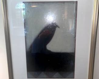 Edward Musante Black Bird with Red Shoulder   Mixed Media.  15 x 10 