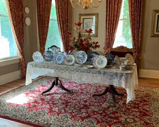 Blue and White Dishes, Large area rug 