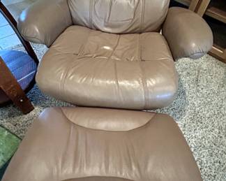Leather chair and matching ottoman