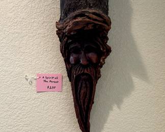 Norm Sears wooden carved mans head "Spirit of the Forest"