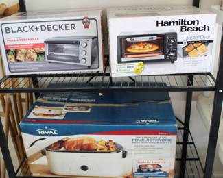 kitchen appliances and pots, many NIB