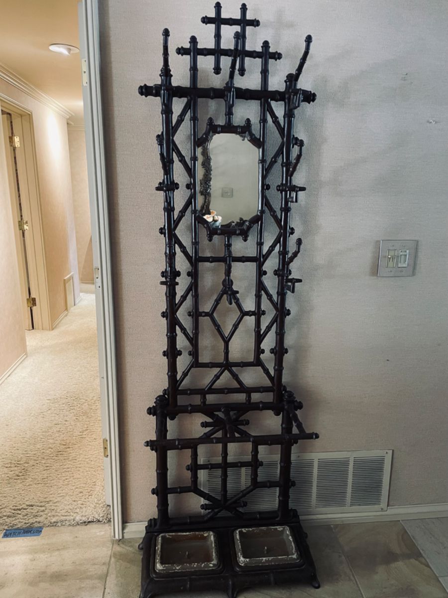 Signed vintage iron hall tree